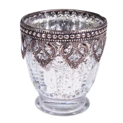 DecoStar™ Silver Mercury Votive/Candle Holder on Small Pedestal w/ Metal Rim - 3.15" Tall - 6 Pack!