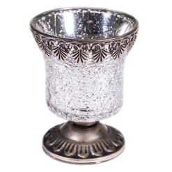 DecoStar™ Silver Mercury Votive/Candle Holder on Pedestal w/ Metal Rim - 4" Tall - 6 Pack!