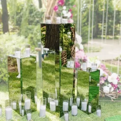 Decostar™ Silver Mirror Finish Acrylic Pedestal Risers 3pc/set