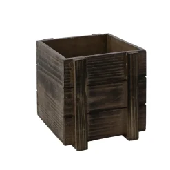 Decostar™ Smoked Brown Rustic Natural Wood Planter Box w/ Removable Plastic Liners