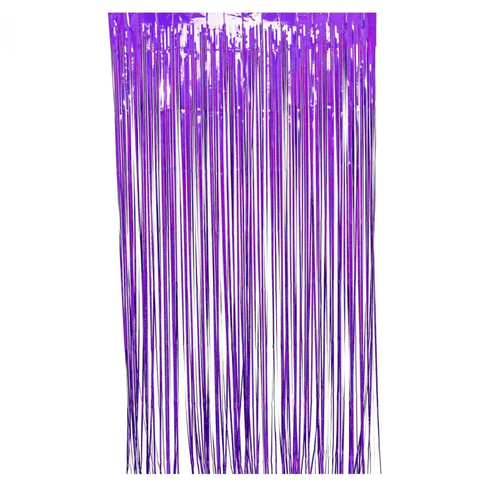 Decostar™ Sparkle Metallic Foil Fringe Curtain 96" - Purple
