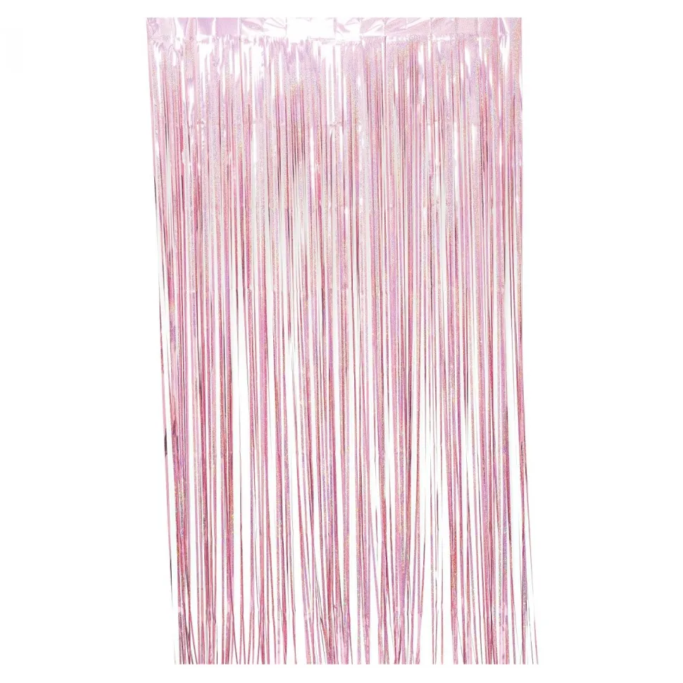 Decostar™ Sparkle Metallic Foil Fringe Curtain 96" - Pink