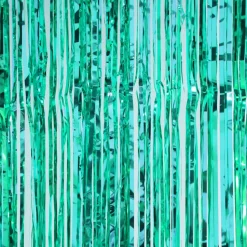 Decostar™ Sparkling Metallic Foil Fringe Curtain 96" - 12 Pieces - Aqua