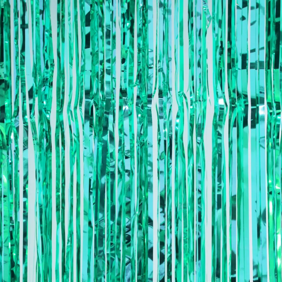 Decostar™ Sparkling Metallic Foil Fringe Curtain 96" - 12 Pieces - Aqua