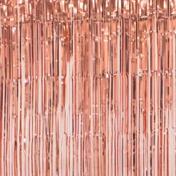 Decostar™ Sparkling Metallic Foil Fringe Curtain 96" - 12 Pieces - Rose Gold