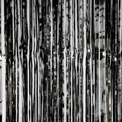 Decostar™ Sparkling Metallic Foil Fringe Curtain 96" 12 Pieces - Black