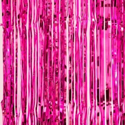 Decostar™ Sparkling Metallic Foil Fringe Curtain 96" 12 Pieces - Fuchsia