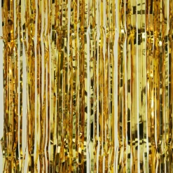 Decostar™ Sparkling Metallic Foil Fringe Curtain 96" 12 Pieces - Gold