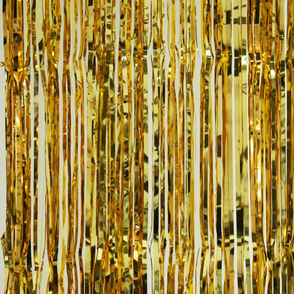 Decostar™ Sparkling Metallic Foil Fringe Curtain 96" 12 Pieces - Gold