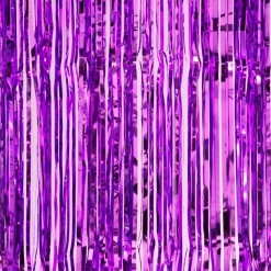 Decostar™ Sparkling Metallic Foil Fringe Curtain 96" 12 Pieces - Purple