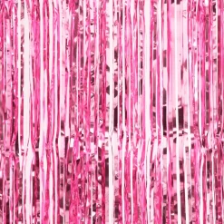 Decostar™ Sparkling Metallic Foil Fringe Curtain 96" 12 Pieces - Pink