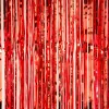 Decostar™ Sparkling Metallic Foil Fringe Curtain 96" 12 Pieces - Red