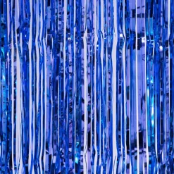 Decostar™ Sparkling Metallic Foil Fringe Curtain 96" 12 Pieces - Royal Blue