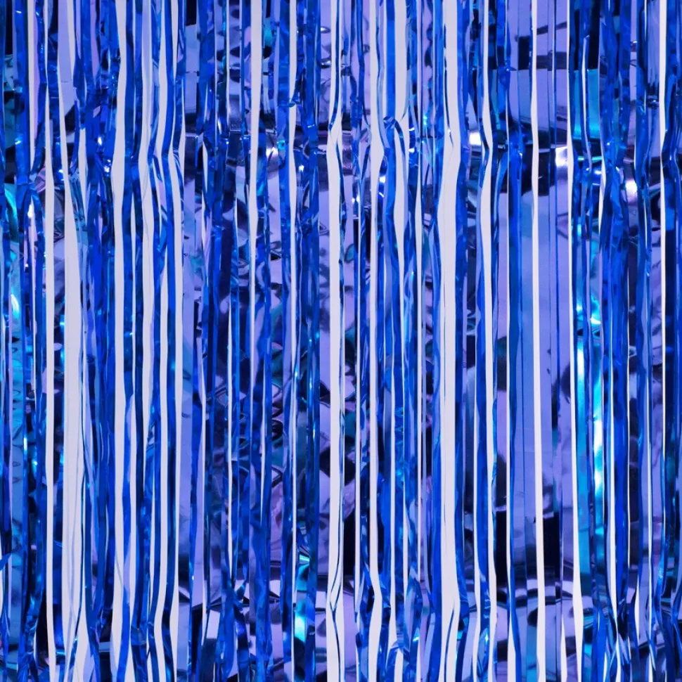 Decostar™ Sparkling Metallic Foil Fringe Curtain 96" 12 Pieces - Royal Blue