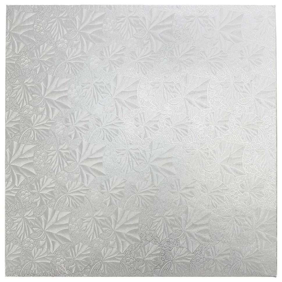 Decostar™ Square Foil Covered Cake Board 14" 5pc/pack - Silver