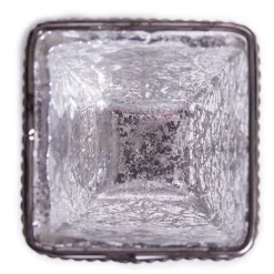DecoStar™ Square Glass w/ Antiqued Black Metal Trim Candle Holder - 3.3" - 6 PACK