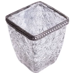 DecoStar™ Square Glass w/ Antiqued Black Metal Trim Candle Holder - 3.3" - 6 PACK