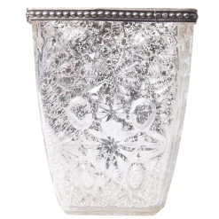 DecoStar™ Square Glass w/ Antiqued Black Metal Trim Candle Holder - 4.3" - 6 PACK