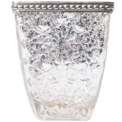 DecoStar™ Square Glass w/ Antiqued Black Metal Trim Vase/Candle Holder - 5" - 6 PACK