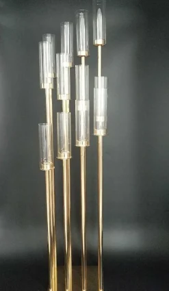 Decostar™ Square Metal Cluster Candle Holder, Twelve Arm 54"- Gold