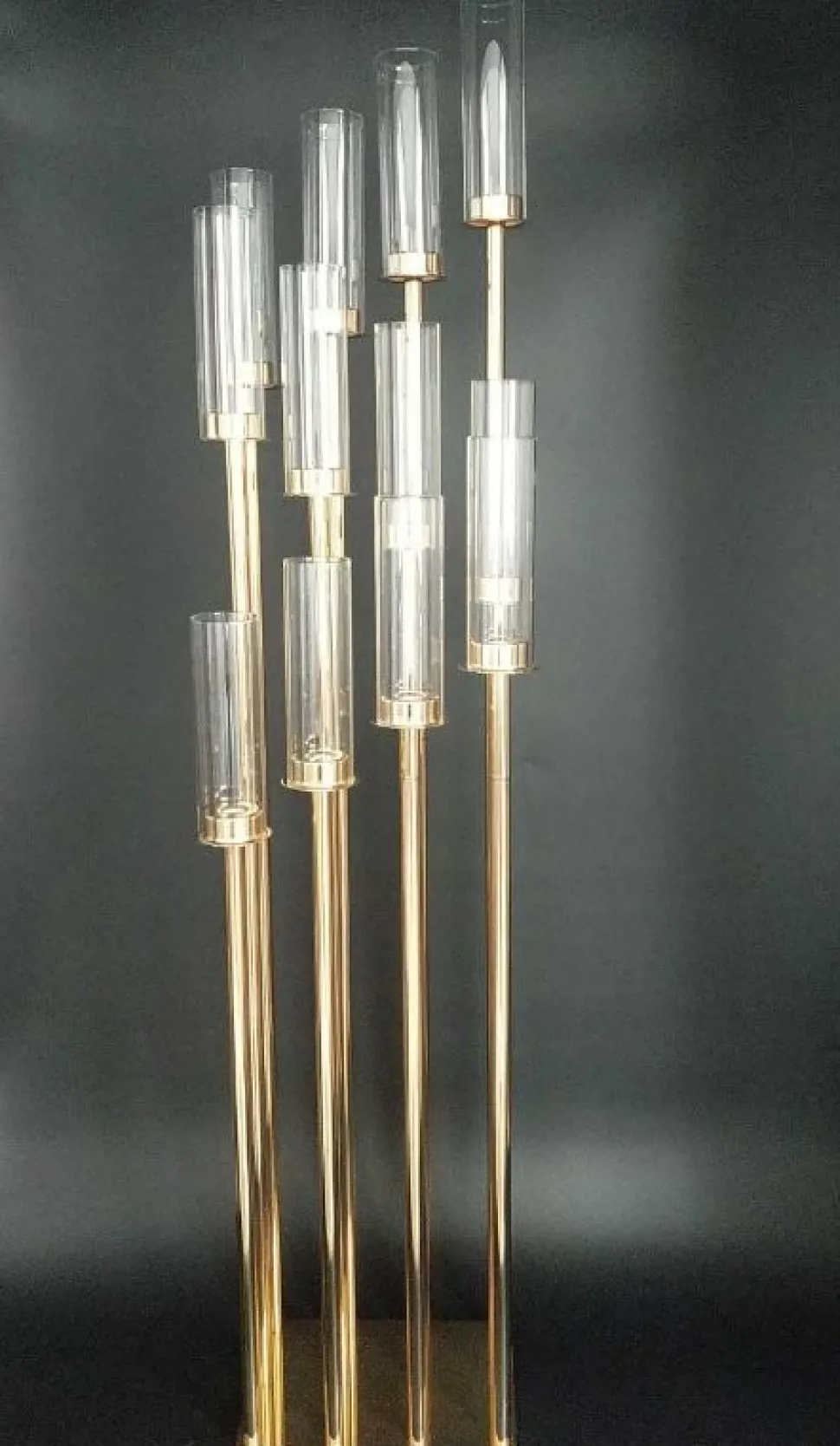 Decostar™ Square Metal Cluster Candle Holder, Twelve Arm 54"- Gold