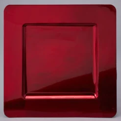 Decostar™ Square Plastic Charger Plate 13" - Red - 24 Pieces