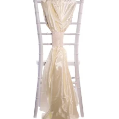 DecoStar™ Taffeta Single Piece Simple Back Chair Accent - Creme