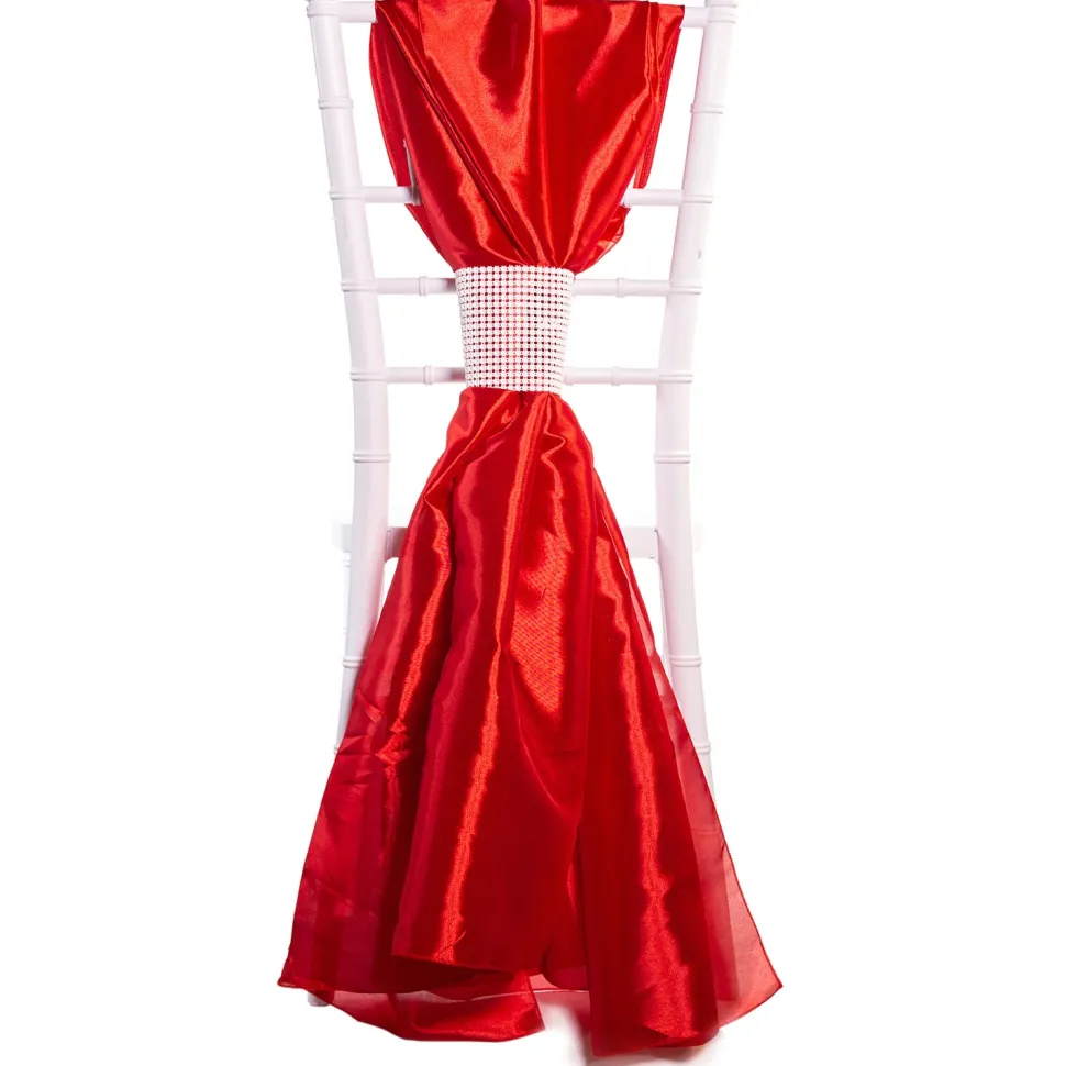 DecoStar™ Taffeta Single Piece Simple Back Chair Accent - Red