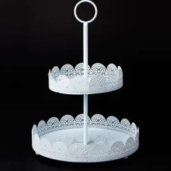 Decostar™ Two Tier Eyelet Treat Stand 13½" - White