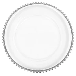 Decostar™ 12½" Value Beaded Rim Plastic Charger Plate - 24 Pieces - Silver