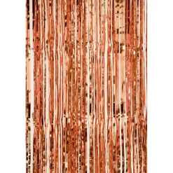 Decostar™ Value Metallic Foil Fringe Curtain 96" - Rose Gold