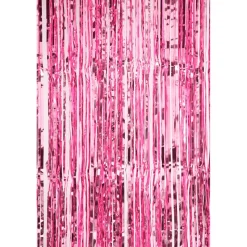Decostar™ Value Metallic Foil Fringe Curtain 96" - Pink