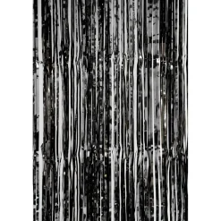 Decostar™ Value Metallic Foil Fringe Curtain 96" - Black