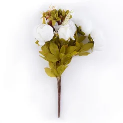 Decostar™ White Artificial Peony W/ Mixed Flower Bouquet 19"