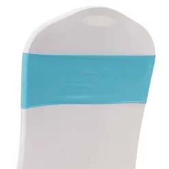 DecoStar™ 5" Wide Spandex Chair Band - Aqua Blue - 10 PACK