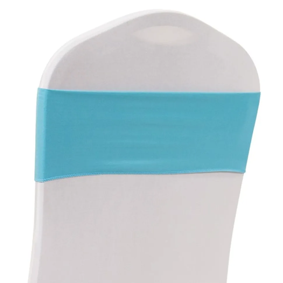 DecoStar™ 5" Wide Spandex Chair Band - Aqua Blue - 10 PACK