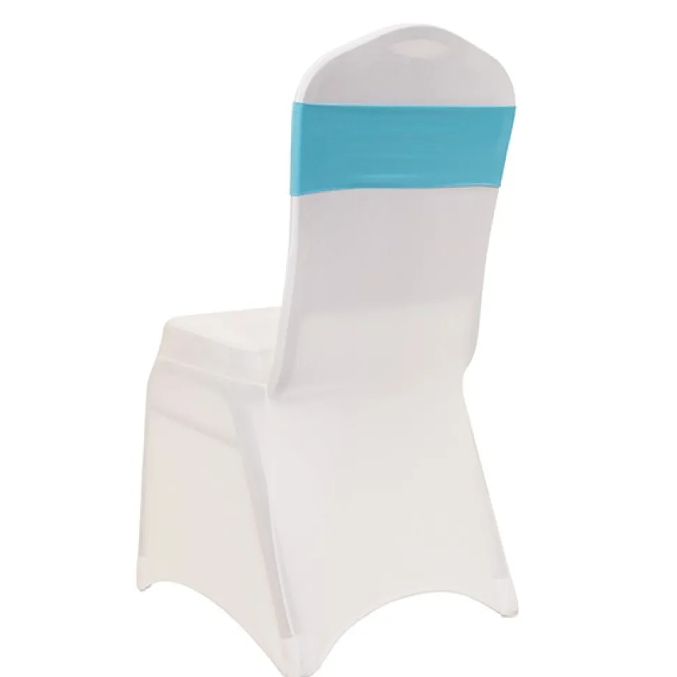 DecoStar™ 5" Wide Spandex Chair Band - Aqua Blue - 10 PACK