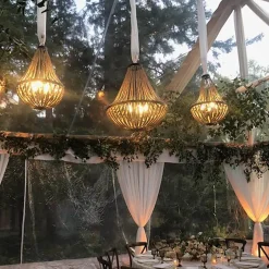 DecoStar™ Wooden Beaded Chandelier - 16 Inch Diameter