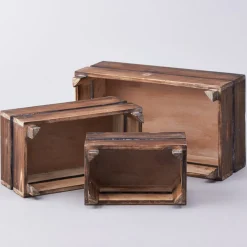 Decostar™ Wooden Box - Brown - 3 Piece Set