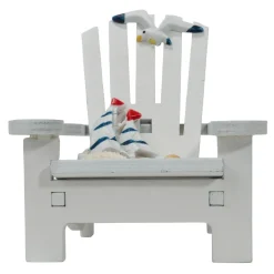 Decostar™ Wooden Mini Beach Chair Ornament Decor 4" - White