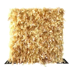 Deluxe Gold Mixed Florals & Pampas Floral Wall - Curtain Style - Easy Install! Select Size