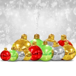 DELUXE Inflatable GIANT Christmas Ornament Kit (Includes Pump) - 3 Sizes / 12 Piece Kit!