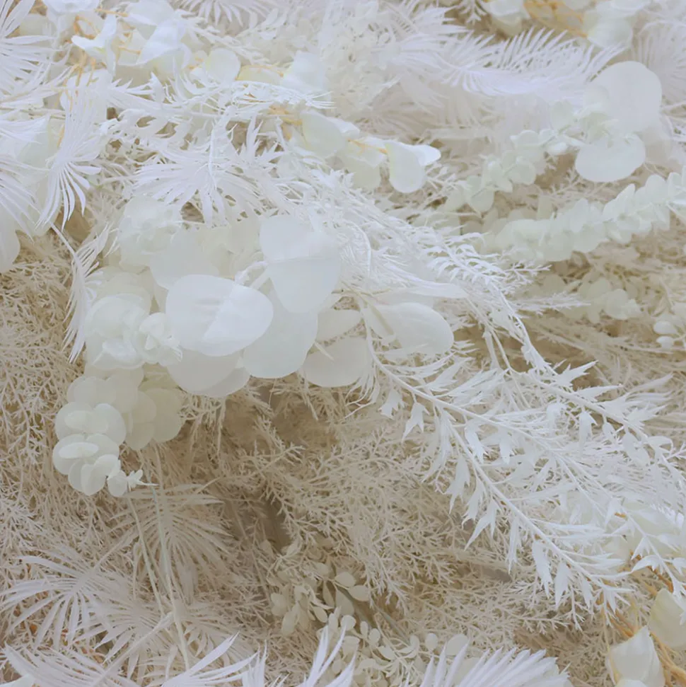 Deluxe Ivory Mixed Florals & Pampas Floral Wall - Curtain Style - Easy Install! Select Size