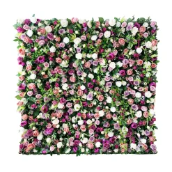Deluxe Mixed Greenery w/ Maroon, Blush & White Florals - Curtain Style Floral Wall - Easy Install! Select Size