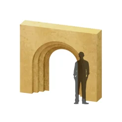 3D Ridge Layered Arch Wall with Square Perimeter