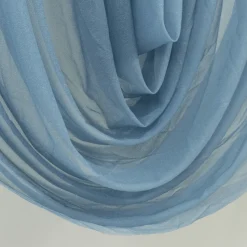 Dusty Blue Sheer Chiffon Valance Curtain – Curved Backdrop Swag Topper with Rod Pocket (4ft Wide x 4ft, 5ft, 6ft Height Options)