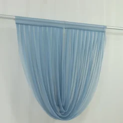 Dusty Blue Sheer Chiffon Valance Curtain – Curved Backdrop Swag Topper with Rod Pocket (4ft Wide x 4ft, 5ft, 6ft Height Options)