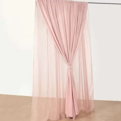 Dusty Rose Double Sheer Backdrop Drape – 10ft Height x 10ft Wide Chiffon & Polyester Dual Layer Event Divider Curtain with Rod Pockets
