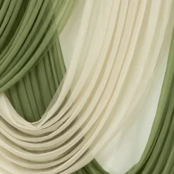 Dusty Sage Green Sheer Chiffon Valance Curtain – Curved Backdrop Swag Topper with Rod Pocket (4ft Wide x 4ft, 5ft, 6ft Height Options)