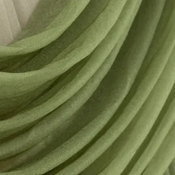Dusty Sage Green Sheer Chiffon Valance Curtain – Curved Backdrop Swag Topper with Rod Pocket (4ft Wide x 4ft, 5ft, 6ft Height Options)